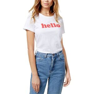 The Style Club Womens Cotton Hello Graphic T-Shirt, White, NWT